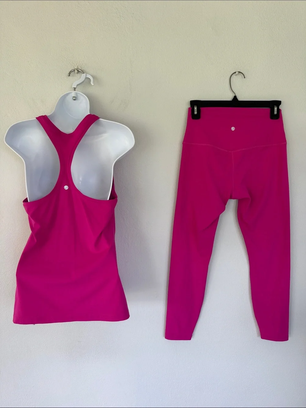 CRZ Yoga hot pink matching racerback tank top leggings set size medium